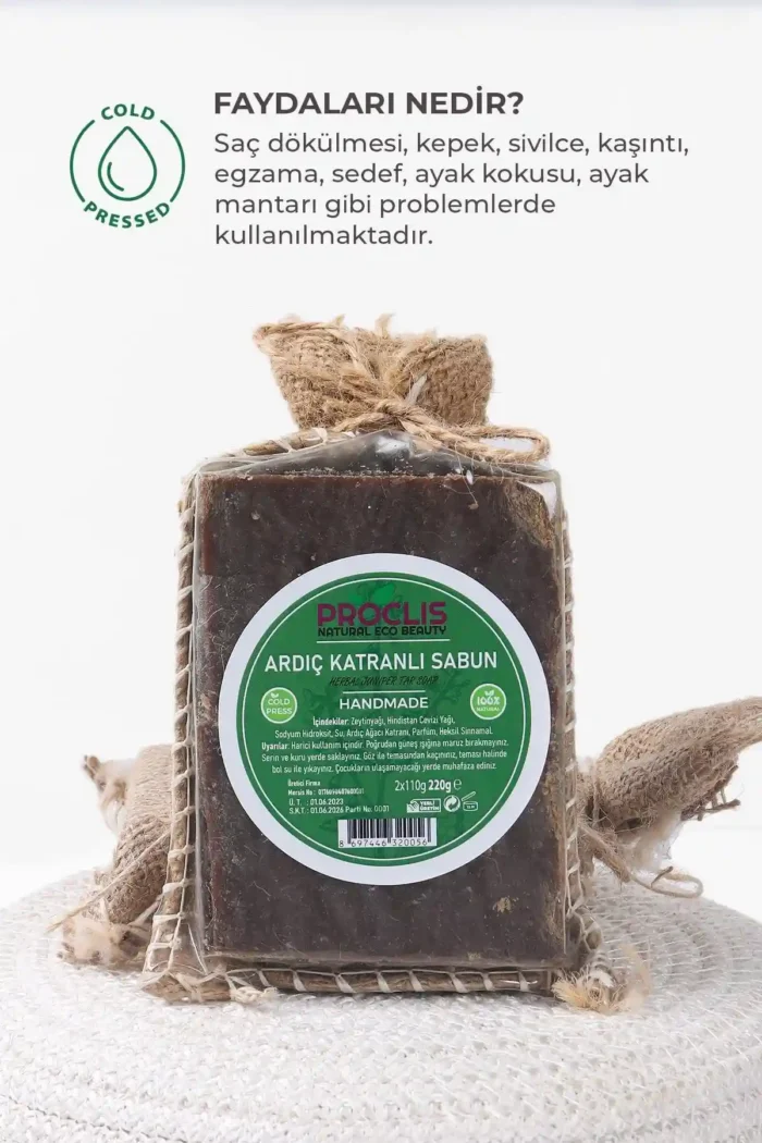 Doğal El Yapımı Ardıç Katranlı-Sabun-Çiftli